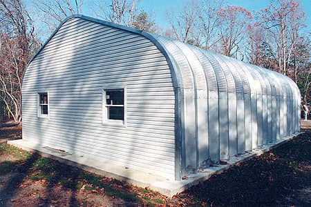 P-model Storage Shed with colored endwalls and arches